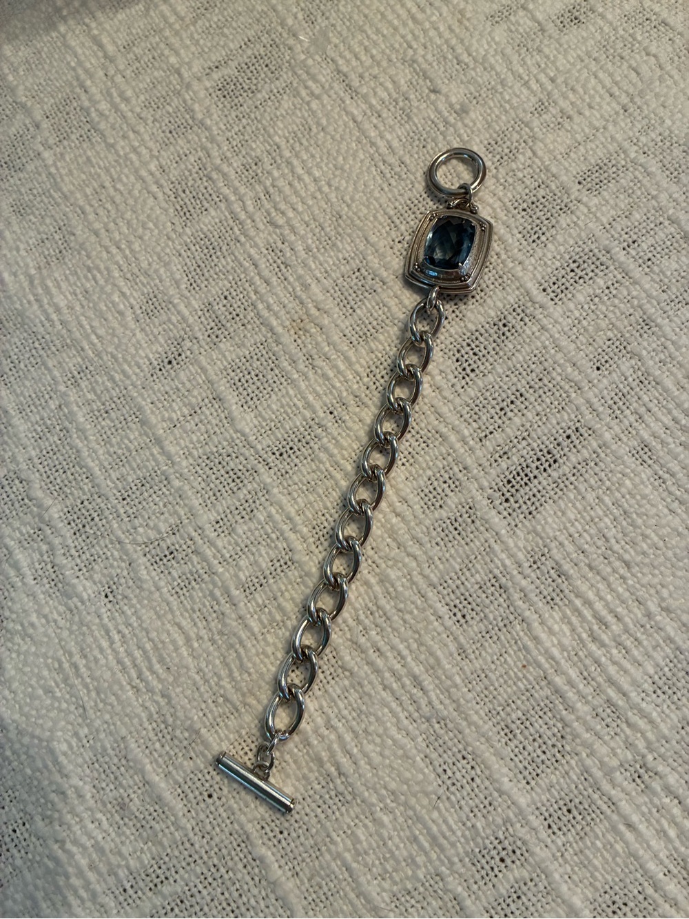 Brighton peaceful presence Silver Chain Toggle Bracelet with Blue Stone Accent